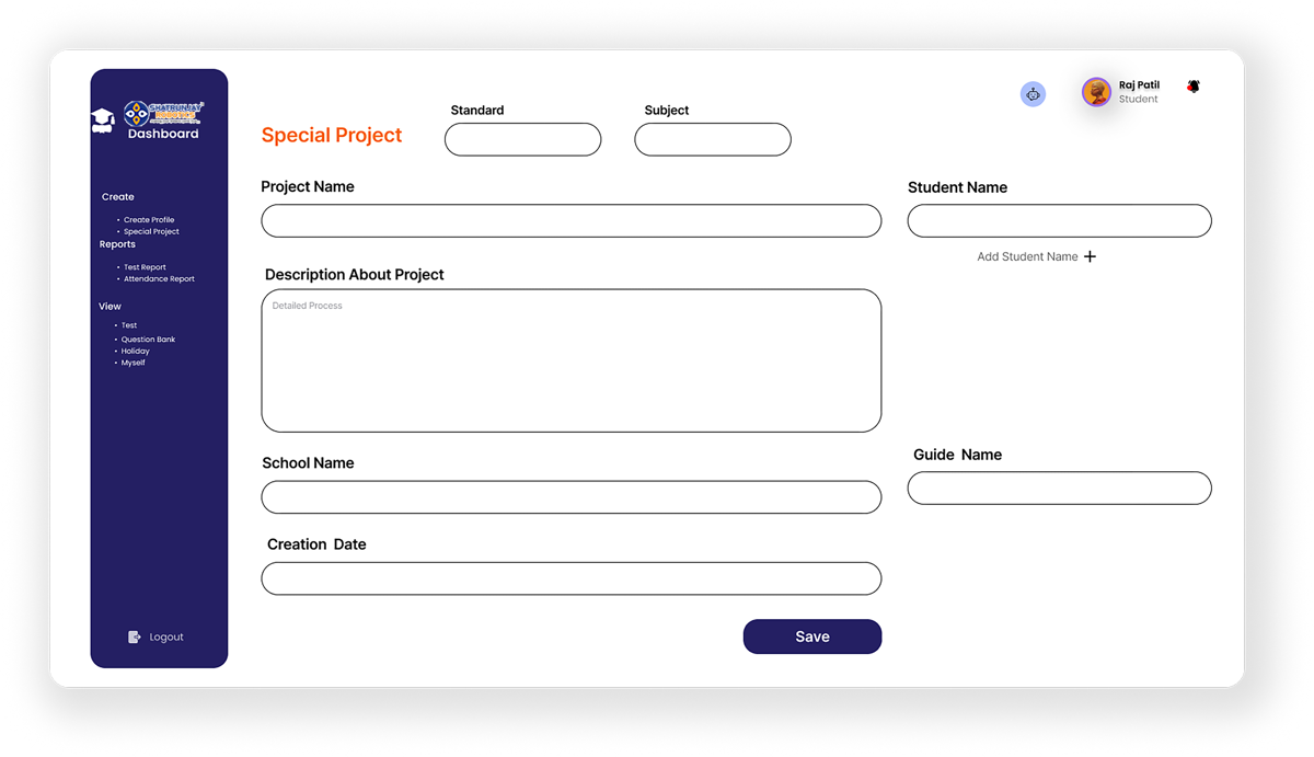 Student project dashboard in LMS