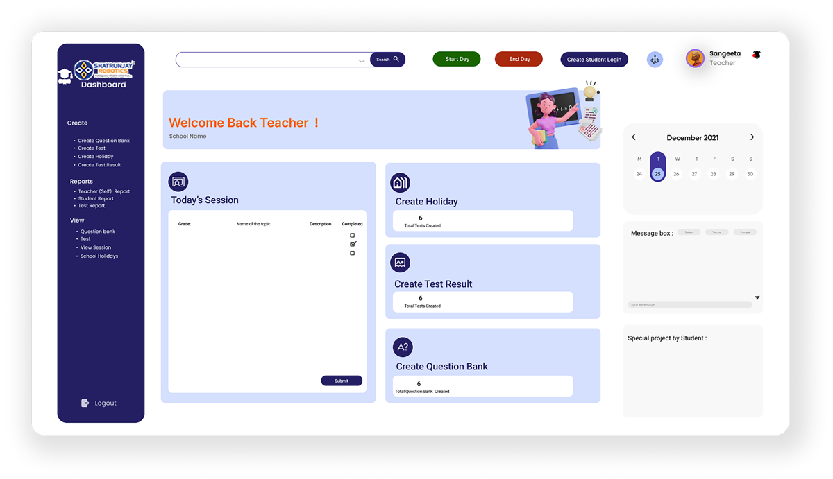 Teacher dashboard in LMS